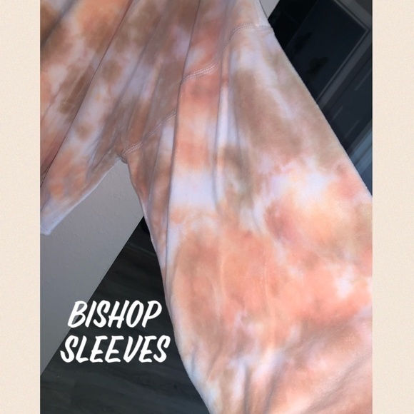 White/peach & Brown Tie Dye V-Neck Crop Top - Picture 8 of 13